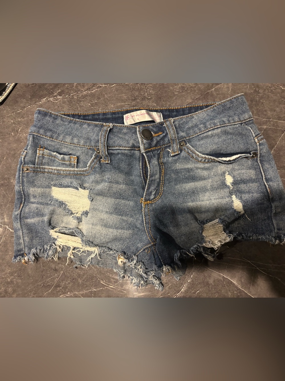 No Boundaries Distressed Light Blue Denim Cutoff Shorts